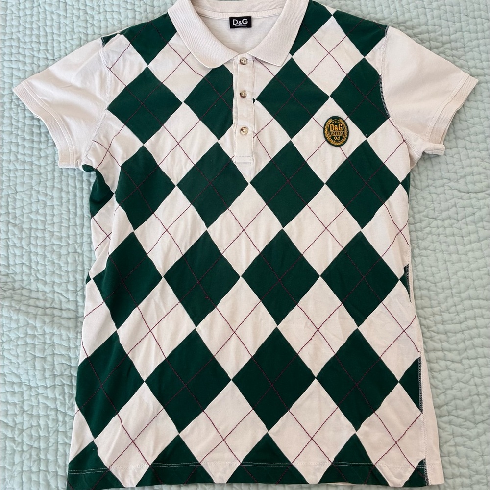 Dolce & Gabbana Vintage Y2K Argyle Polo